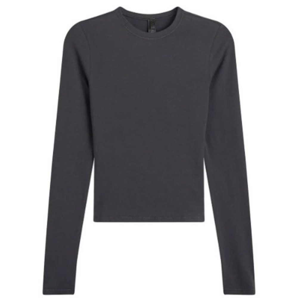 Skims Cotton Jersey Long Sleeve T-Shirt Ash Grey AP-TSH-0647 Crew Neck Top